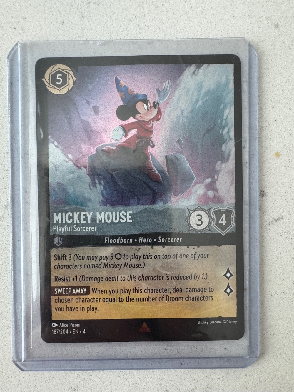 Disney Mickey Mouse Playful Sorcerer Card - Black / Purple / Blue Art